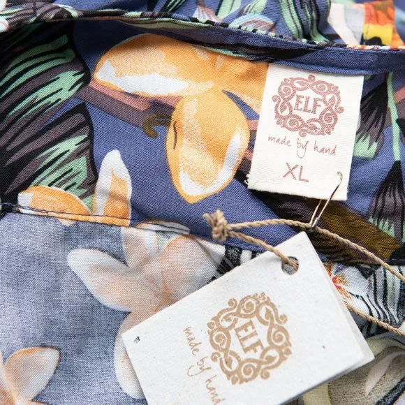 Bali Elf "Carmen" Wrap Dress Maxi Tropical Monkey Floral Print Blue Size XL New - Picture 6 of 7